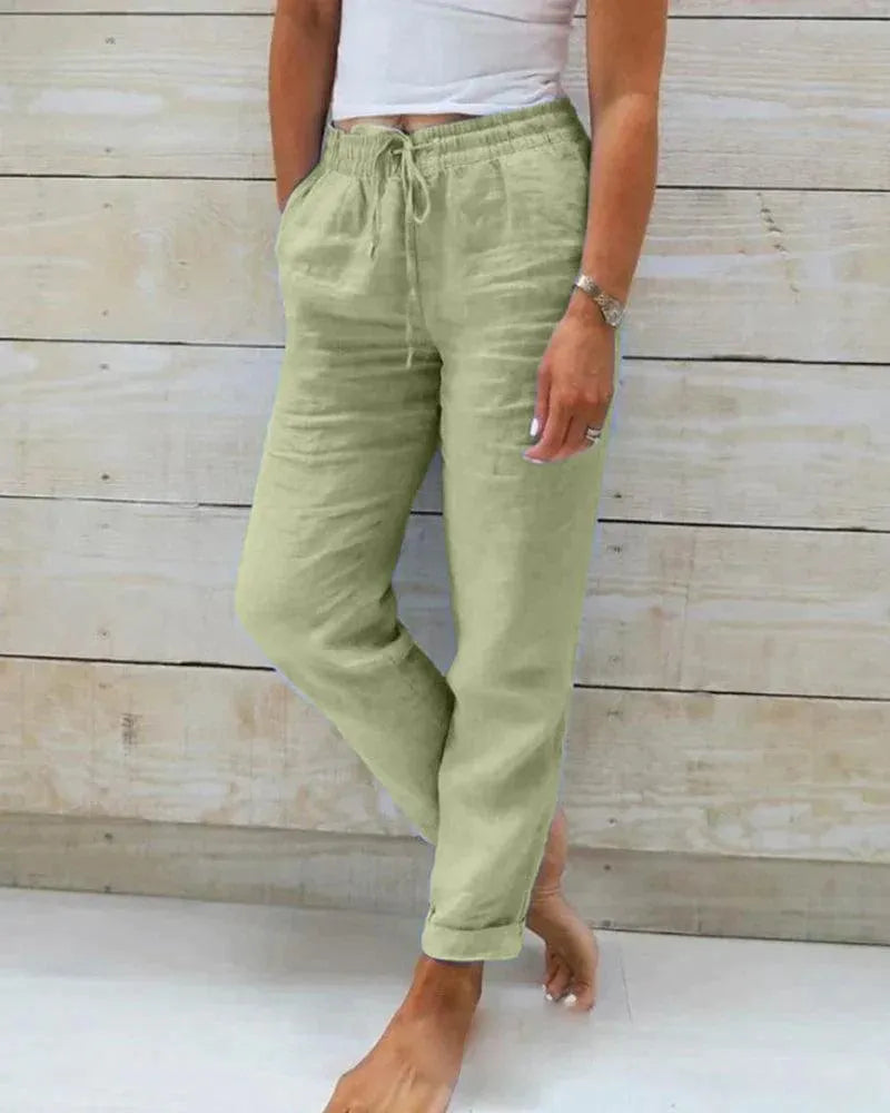 Women’s Casual Linen Pants Drawstring Waist & Relaxed Fit