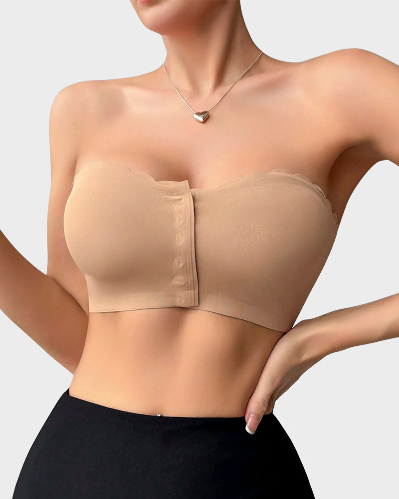 Leopard Print Bra - Strapless, Front Closure