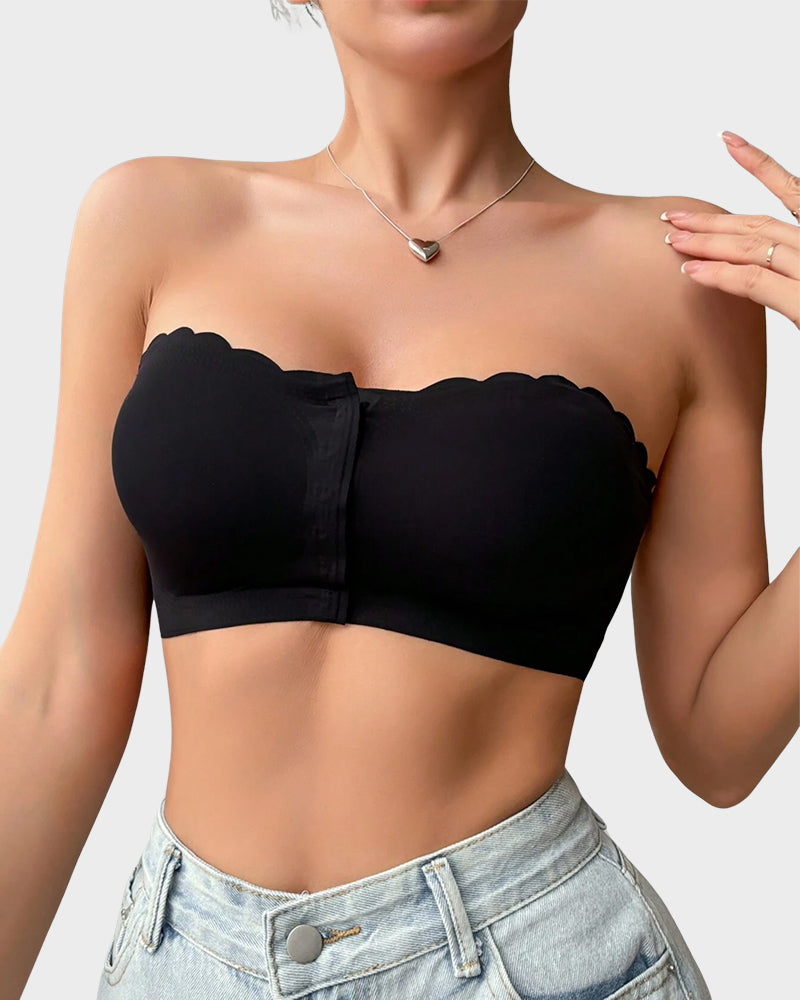 Leopard Print Bra - Strapless, Front Closure
