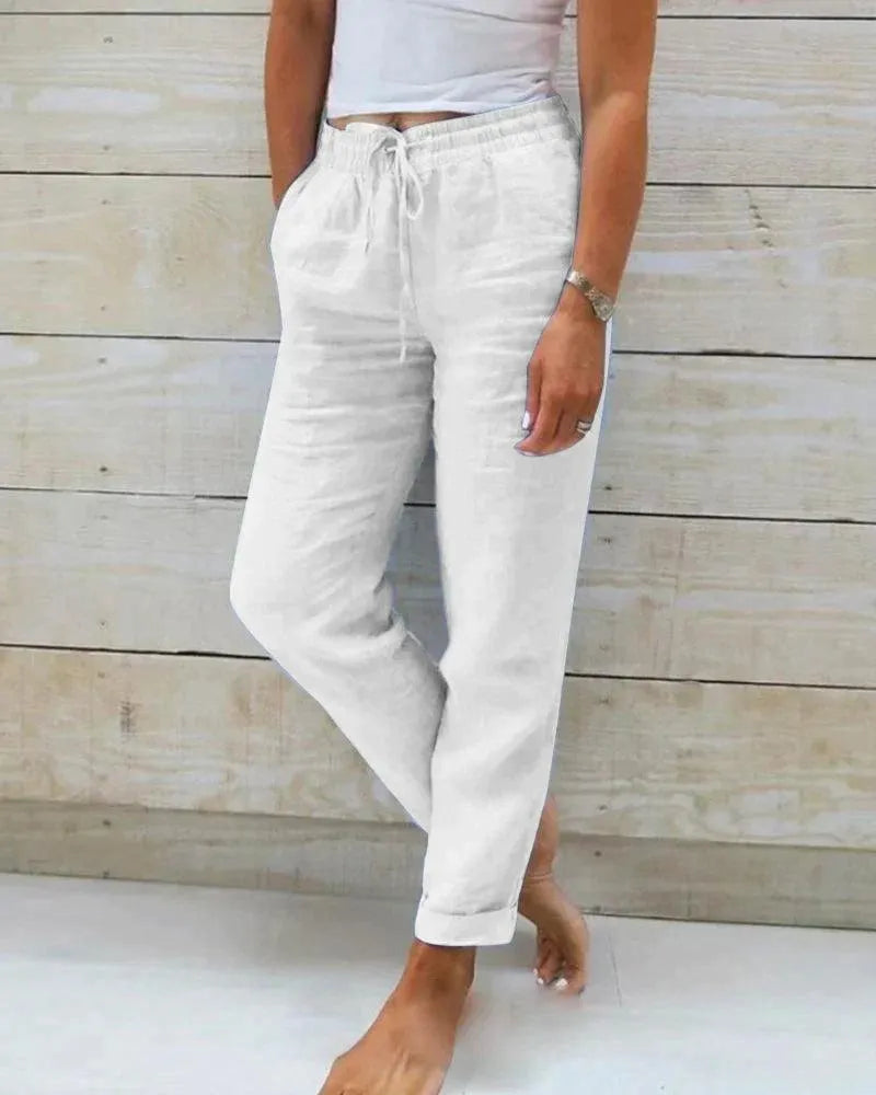 Women’s Casual Linen Pants Drawstring Waist & Relaxed Fit