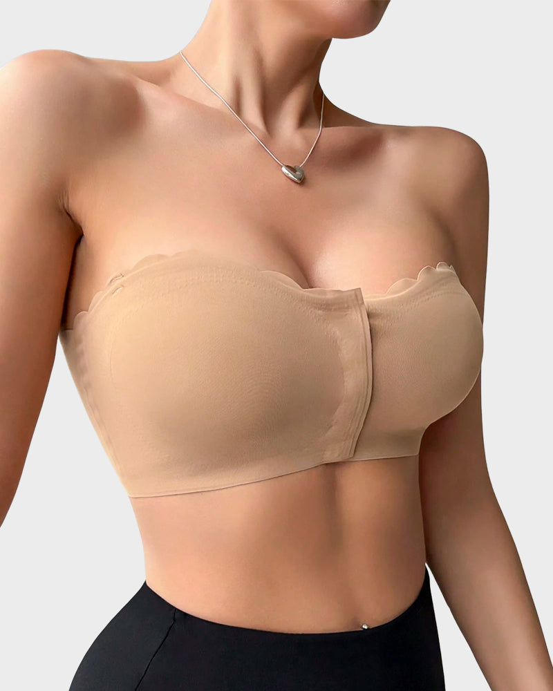Leopard Print Bra - Strapless, Front Closure