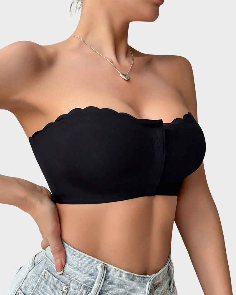 Leopard Print Bra - Strapless, Front Closure