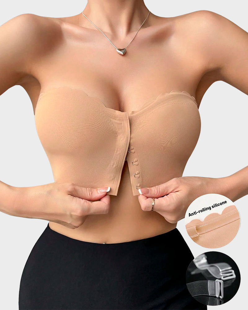 Leopard Print Bra - Strapless, Front Closure