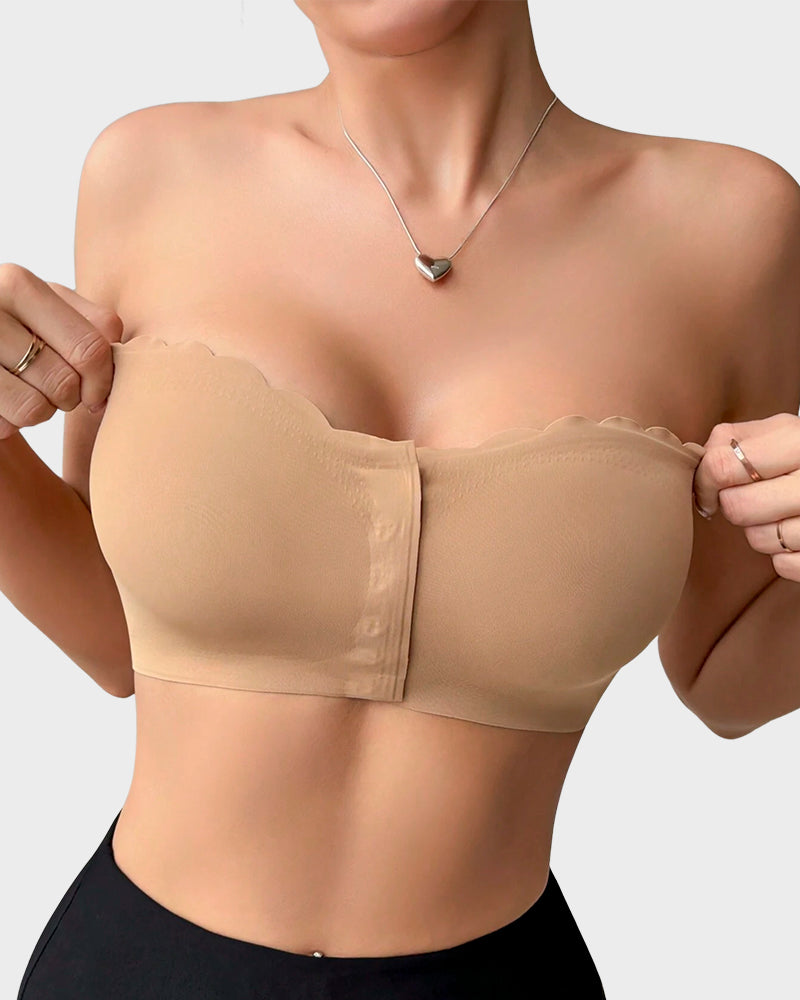 Leopard Print Bra - Strapless, Front Closure