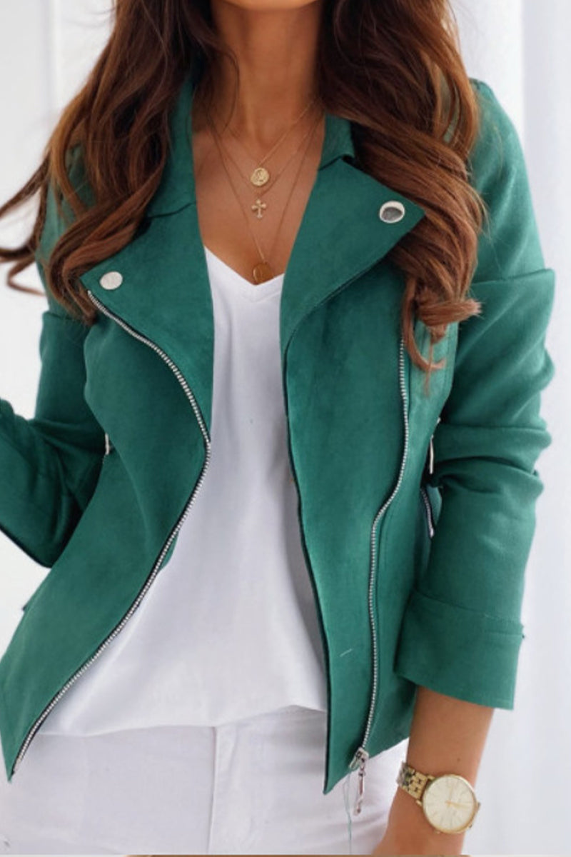 Women’s Fall Faux Suede Biker Jacket