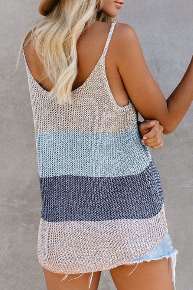 Women’s Striped Knit Sleeveless Summer Top