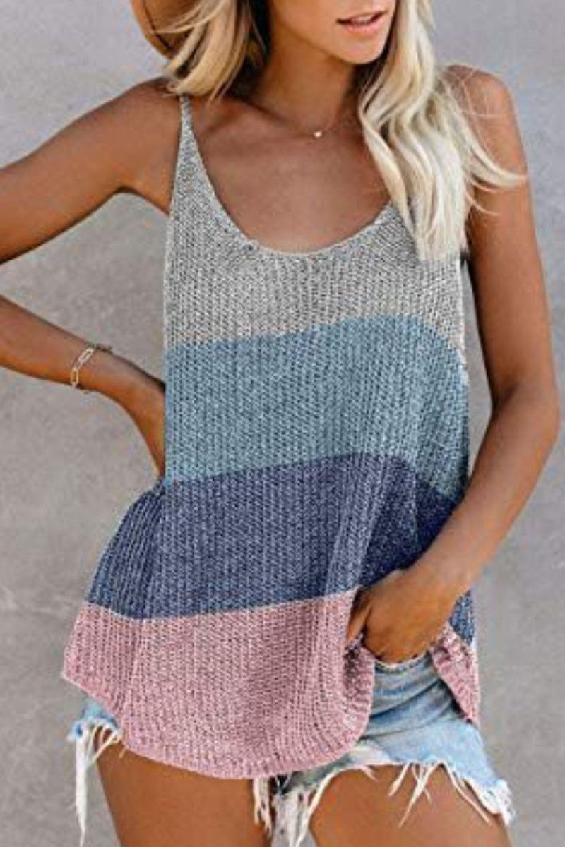 Women’s Striped Knit Sleeveless Summer Top