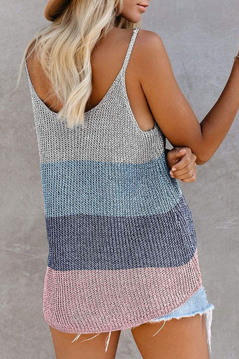 Women’s Striped Knit Sleeveless Summer Top