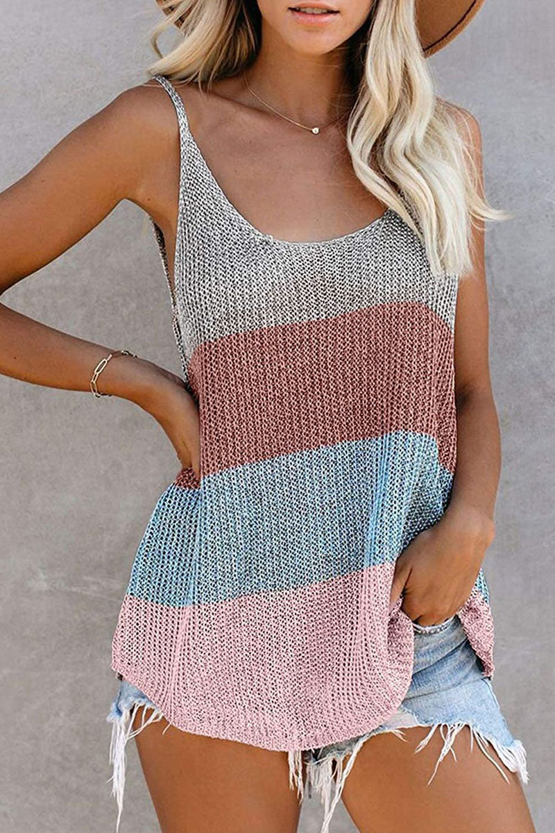 Women’s Striped Knit Sleeveless Summer Top