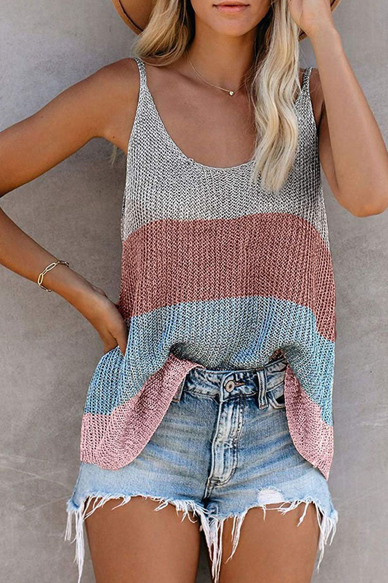 Women’s Striped Knit Sleeveless Summer Top