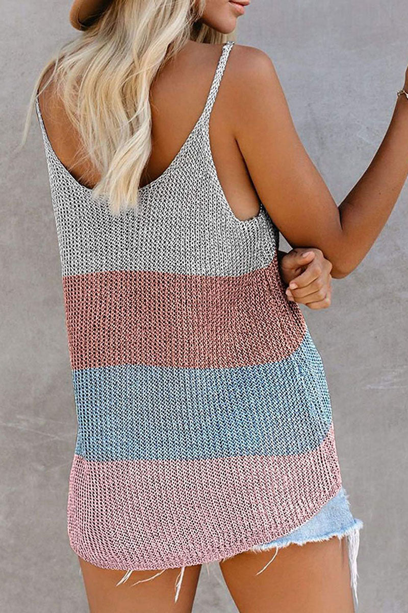 Women’s Striped Knit Sleeveless Summer Top