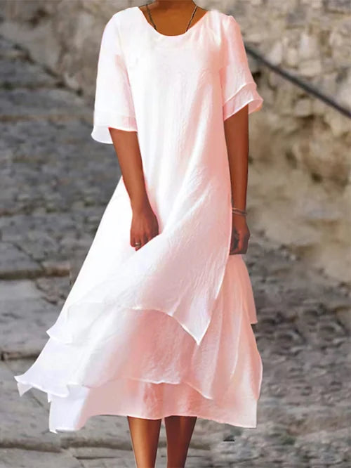 Women’s Spring Casual Layered Midi Dress