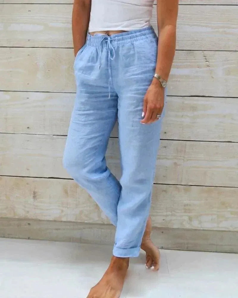 Women’s Casual Linen Pants Drawstring Waist & Relaxed Fit