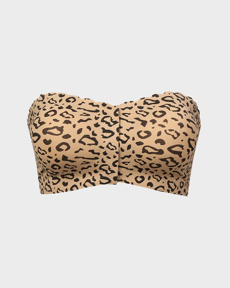 Leopard Print Bra - Strapless, Front Closure