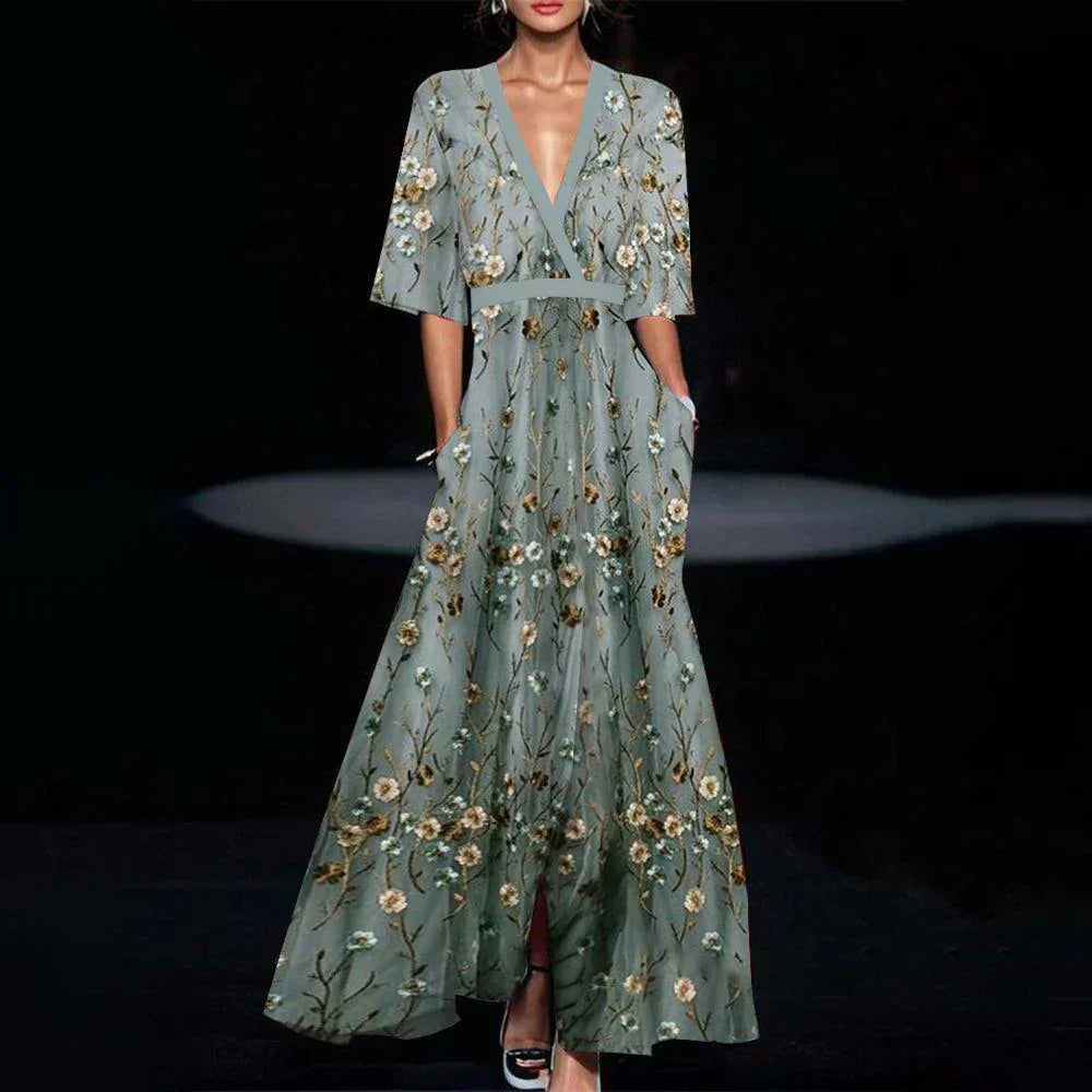 Women’s Elegant Embroidered Maxi Dress