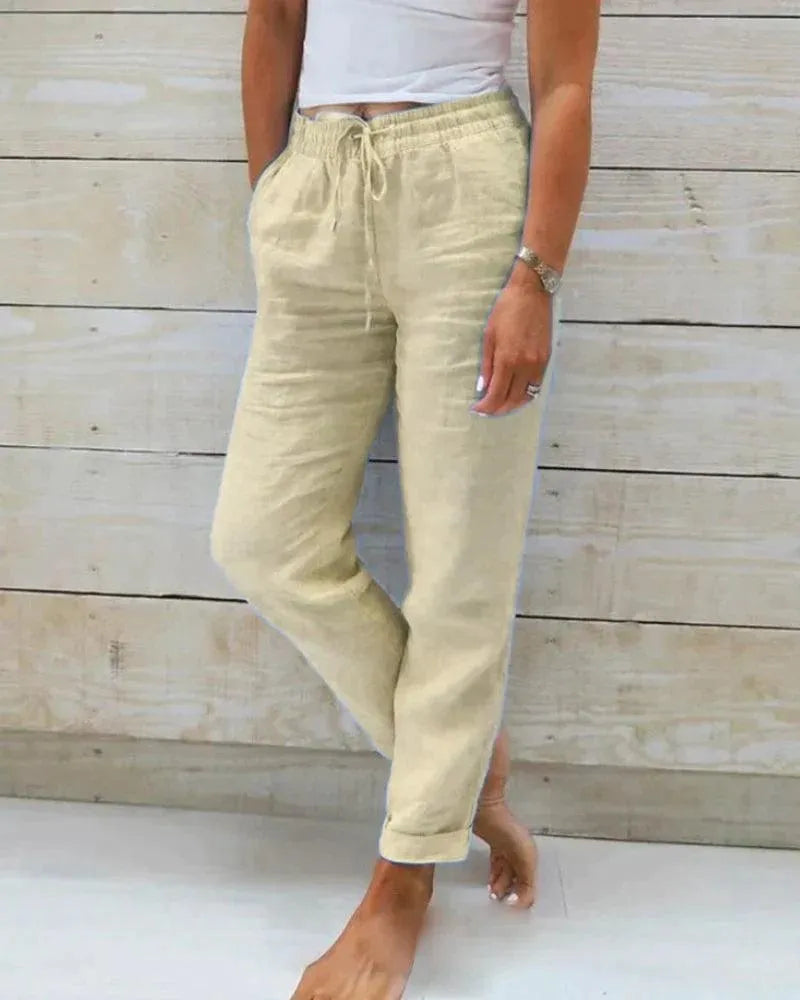 Women’s Casual Linen Pants Drawstring Waist & Relaxed Fit