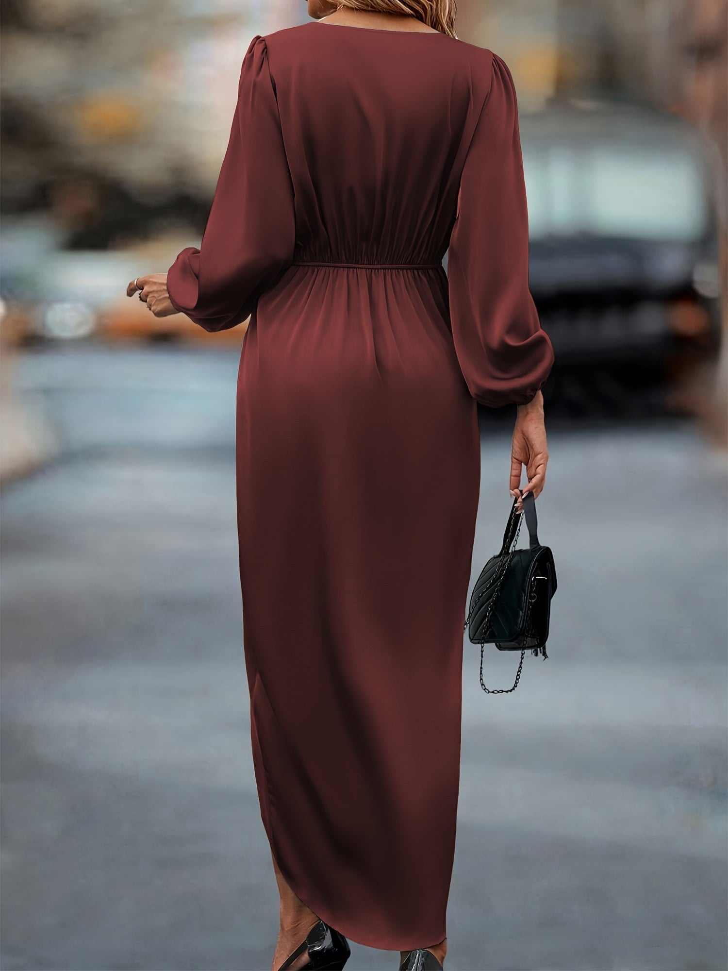 Women’s Elegant Draped Satin Midi Dress