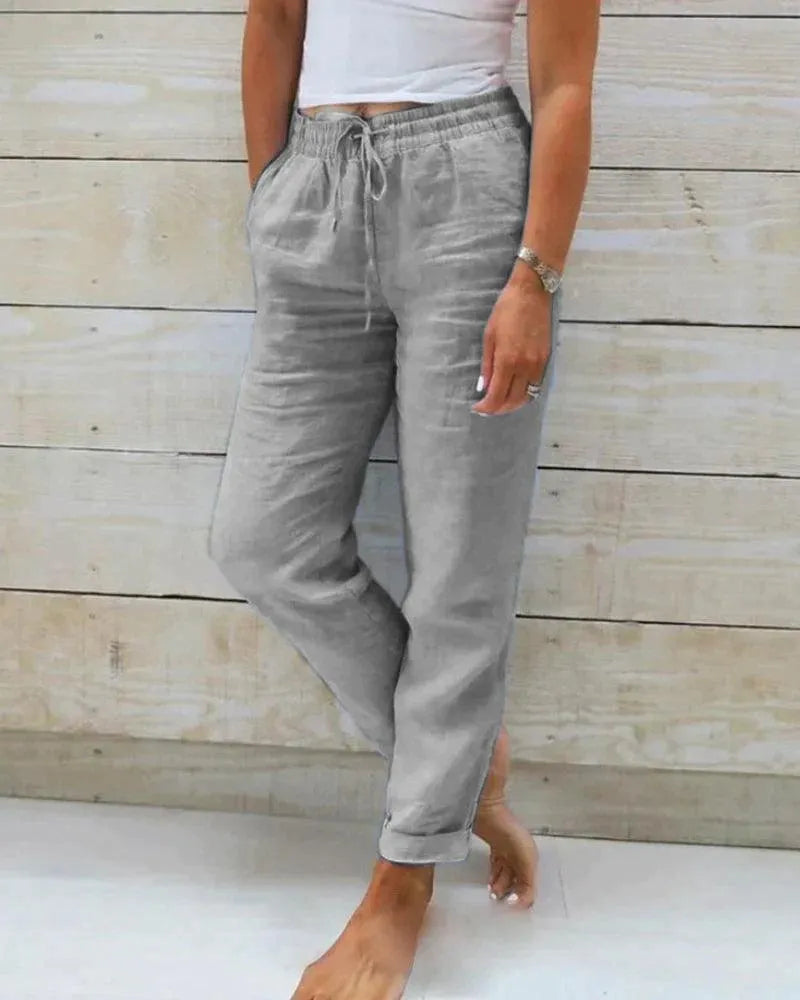Women’s Casual Linen Pants Drawstring Waist & Relaxed Fit