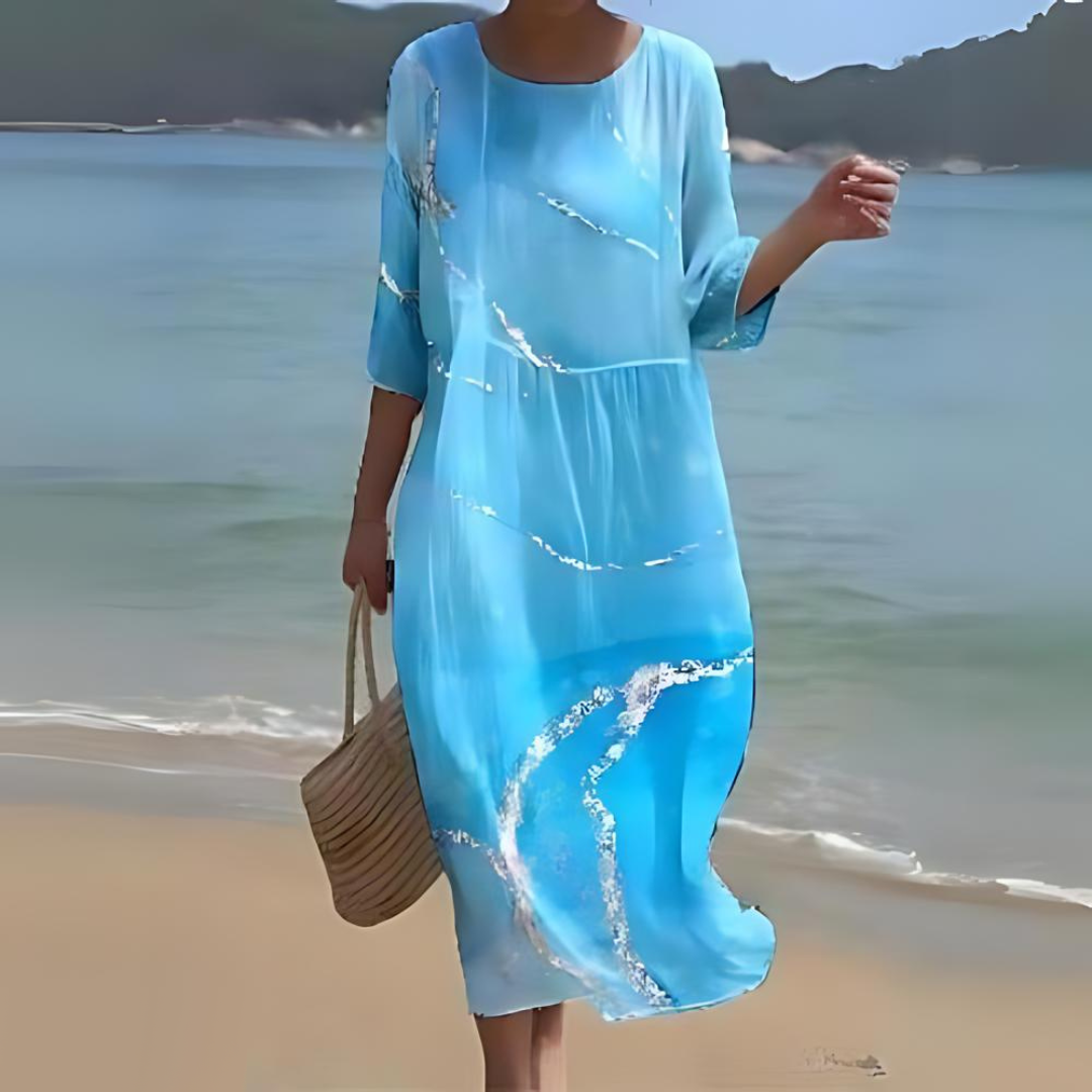 Women’s Floral Midi Dress with 3/4 Sleeves