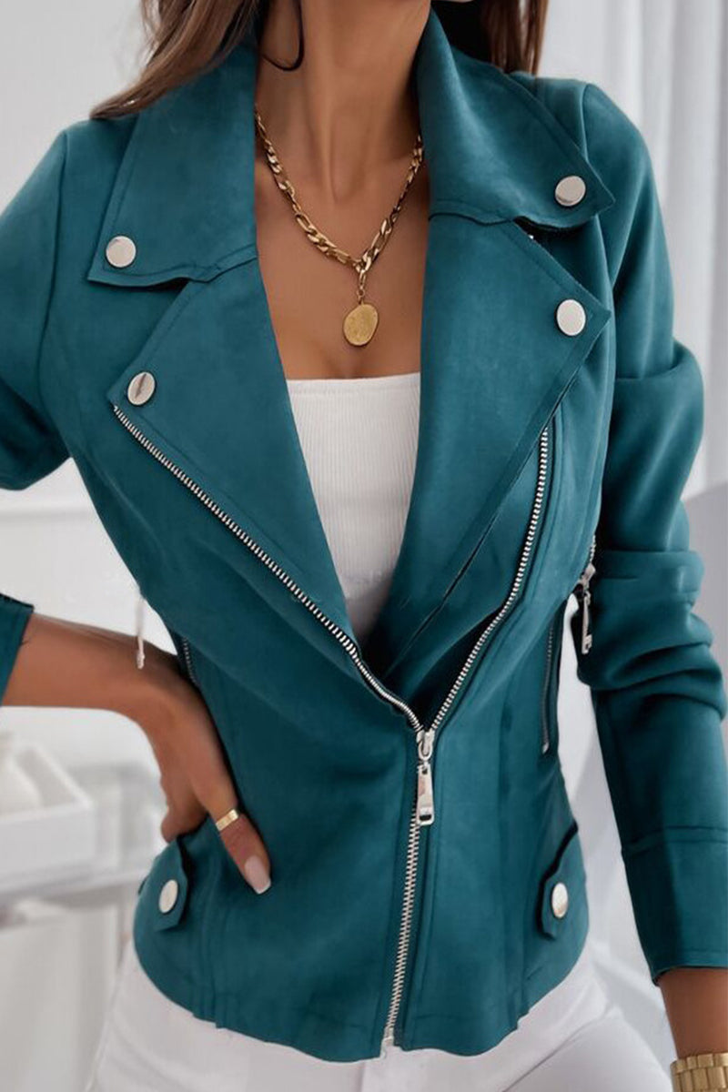 Women’s Fall Faux Suede Biker Jacket