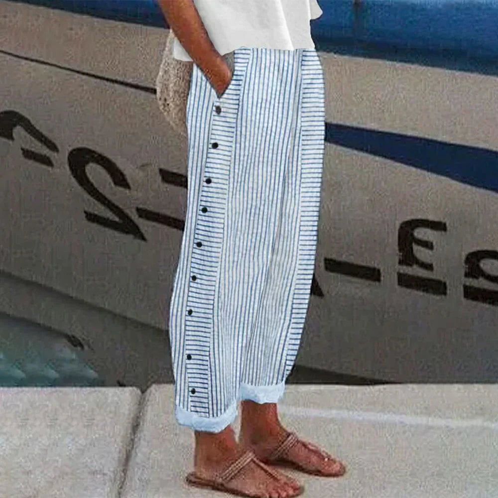 Women’s Casual Striped Button Pants