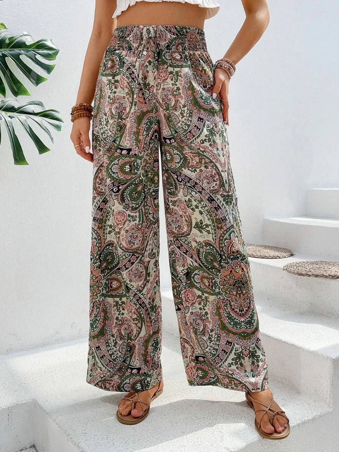 Women’s Summer Paisley Wide-Leg Pants