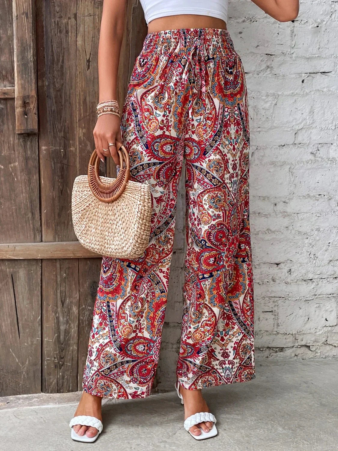Women’s Summer Paisley Wide-Leg Pants