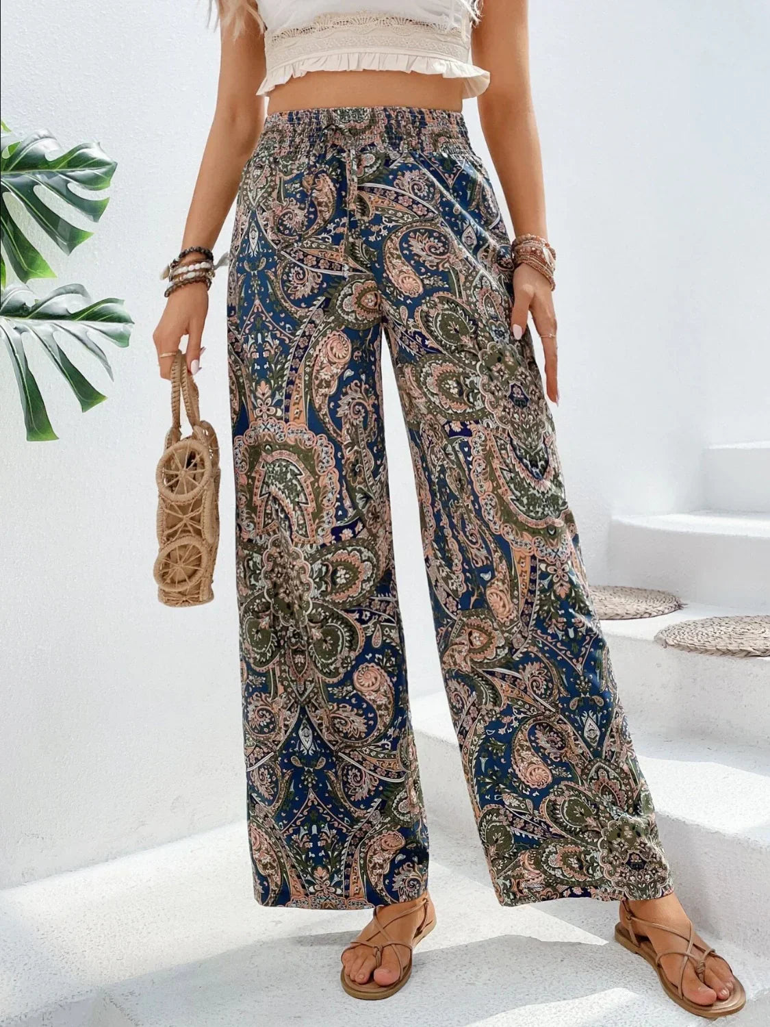 Women’s Summer Paisley Wide-Leg Pants