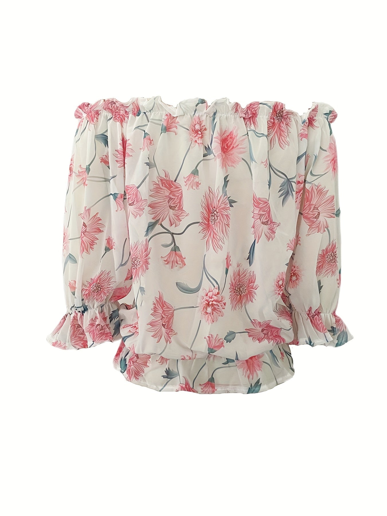 Women’s Floral Off-Shoulder Puff Sleeve Blouse