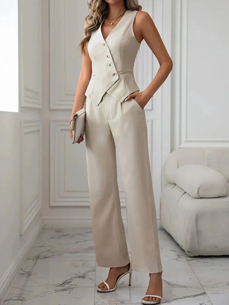 Women’s Tailored Sleeveless Two-Piece Pantsuit