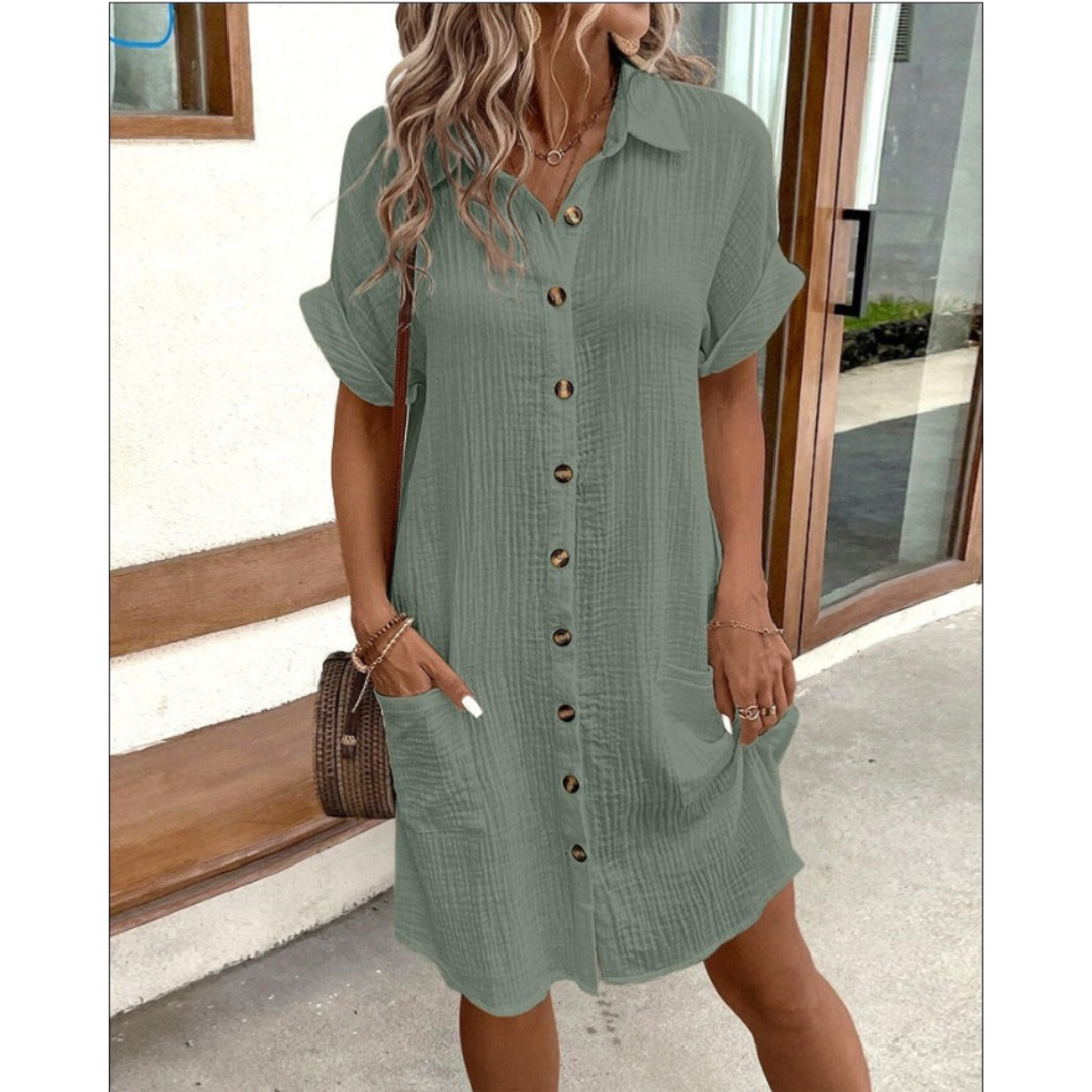 Women’s Casual Button-Down Shirt Dress