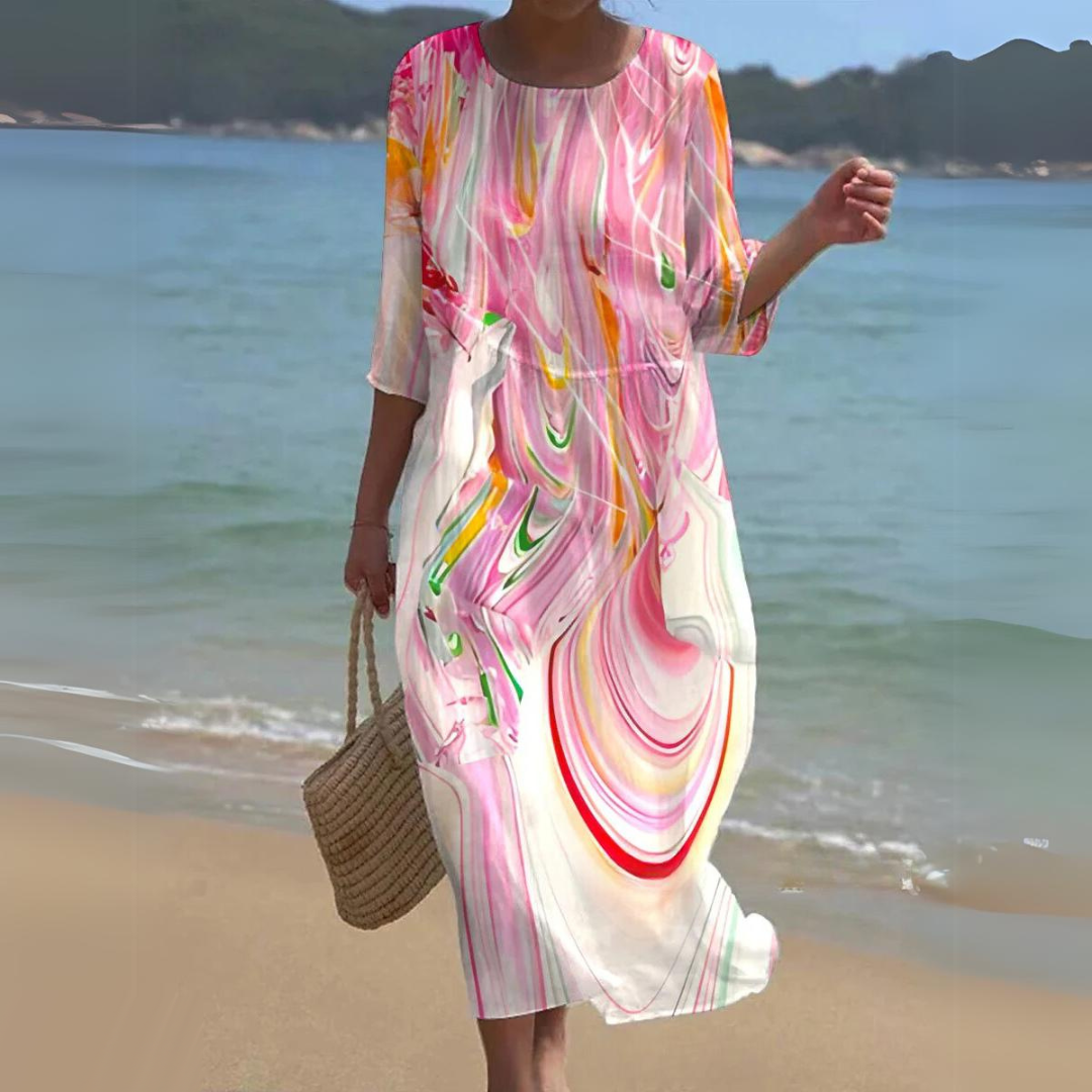 Women’s Floral Midi Dress with 3/4 Sleeves