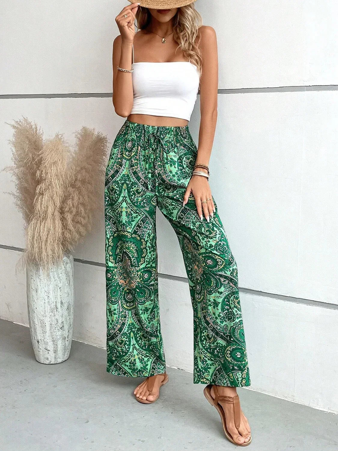 Women’s Summer Paisley Wide-Leg Pants