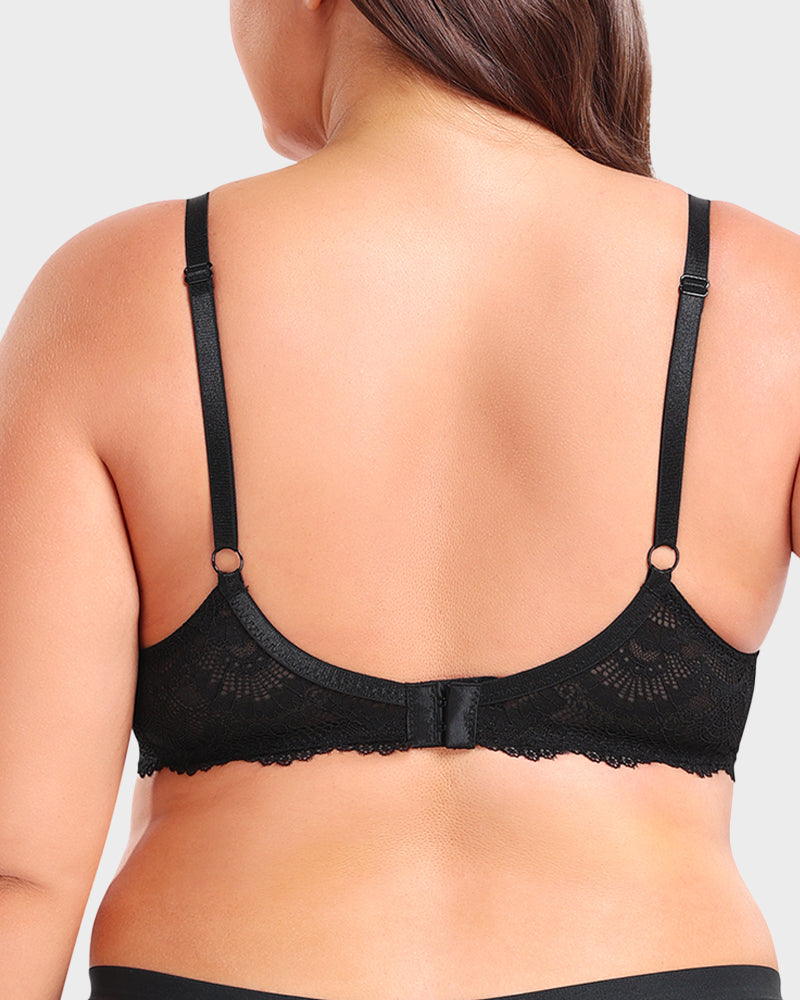 Lace Strappy Bra - Elegant Supportive Comfort