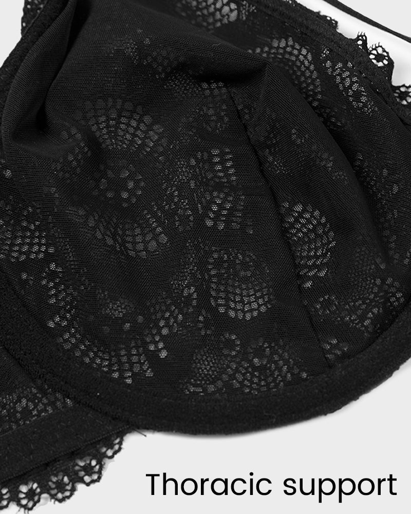 Lace Strappy Bra - Elegant Supportive Comfort