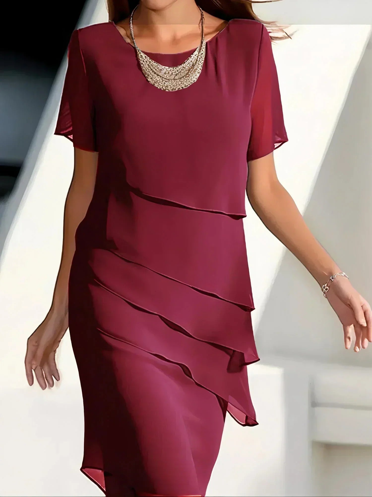 Women’s Spring Formal Layered Chiffon Dress