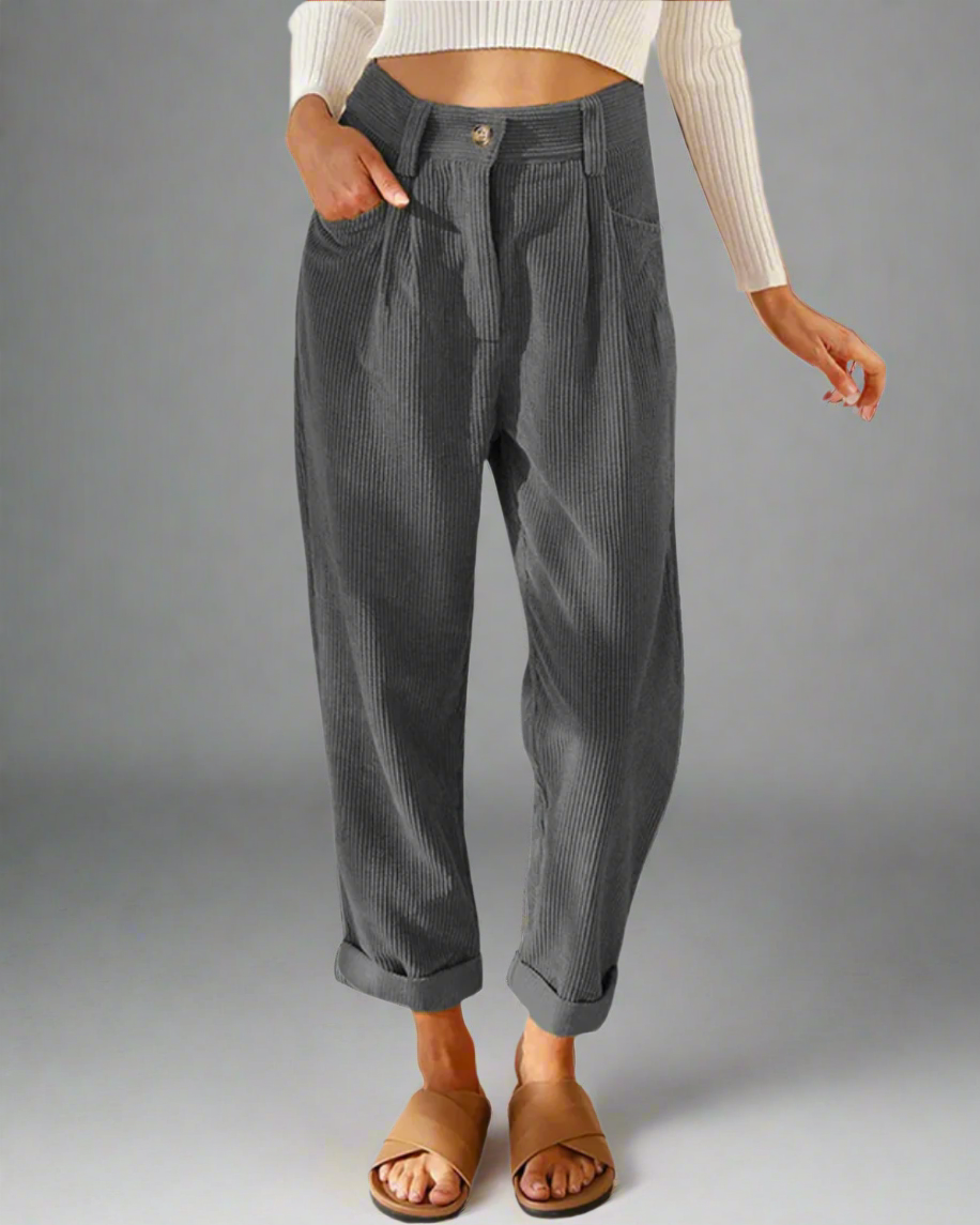 Women’s Comfortable Corduroy Pants – High Waist