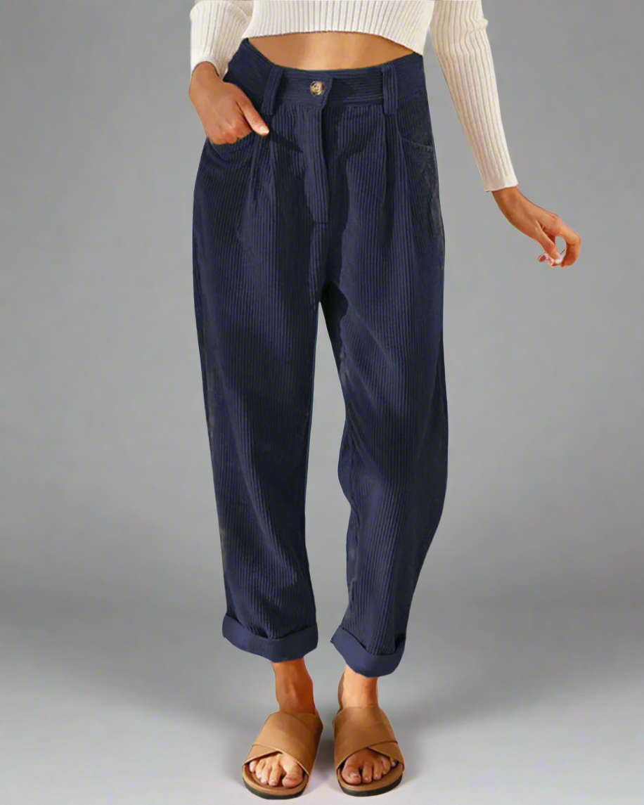 Women’s Comfortable Corduroy Pants – High Waist