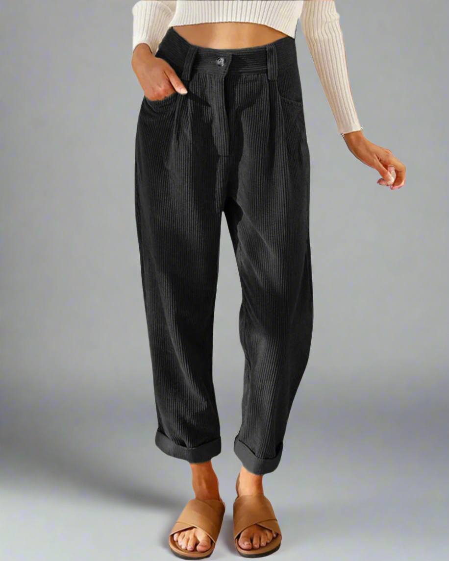 Women’s Comfortable Corduroy Pants – High Waist