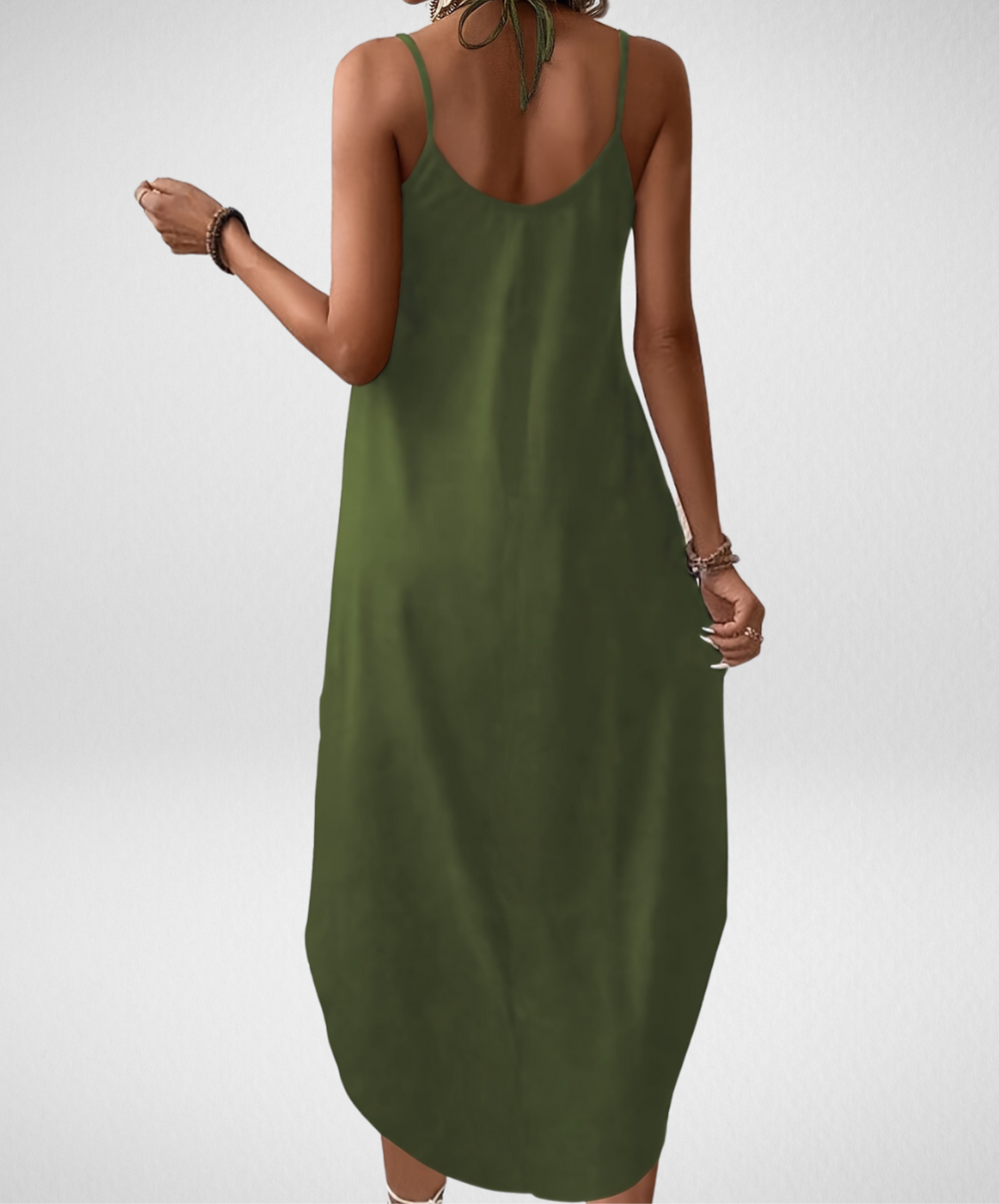 Women’s Summer Dress with Halter Neck and Sun-Moon Print