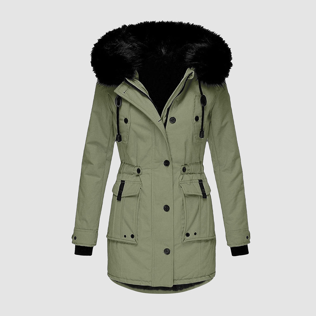 Women’s Insulated Parka with Black Faux Fur Hood