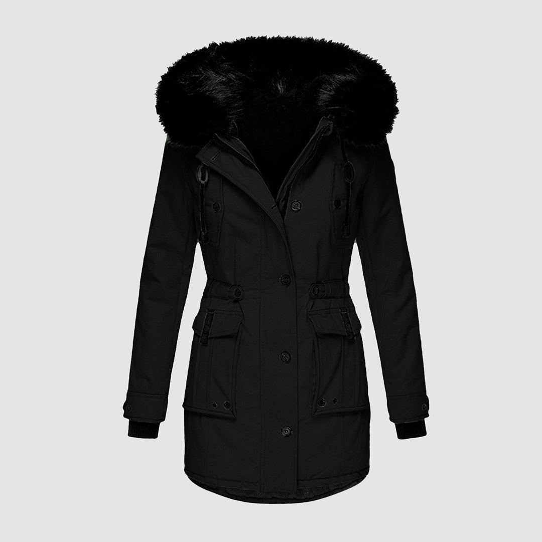 Women’s Insulated Parka with Black Faux Fur Hood