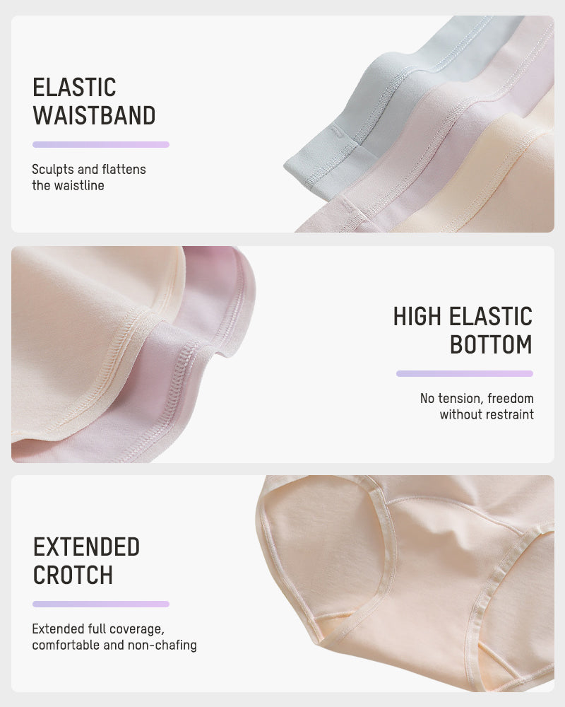 Cotton Briefs Set - Comfortable, Antibacterial, High-Waist