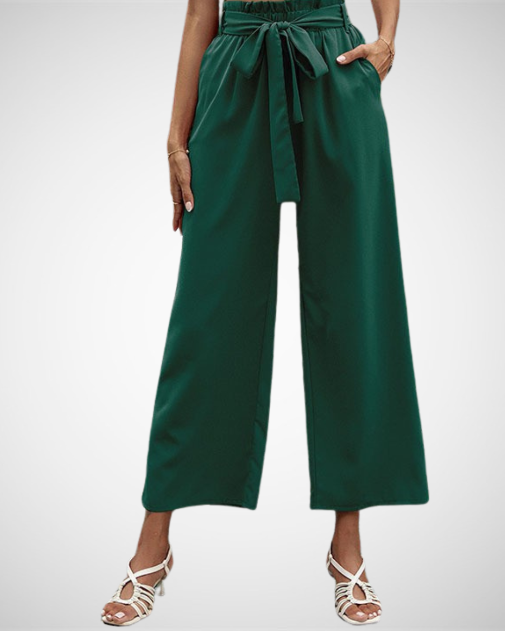 Women's Summer Casual Elegant High-Waisted Trousers with Tie Belt