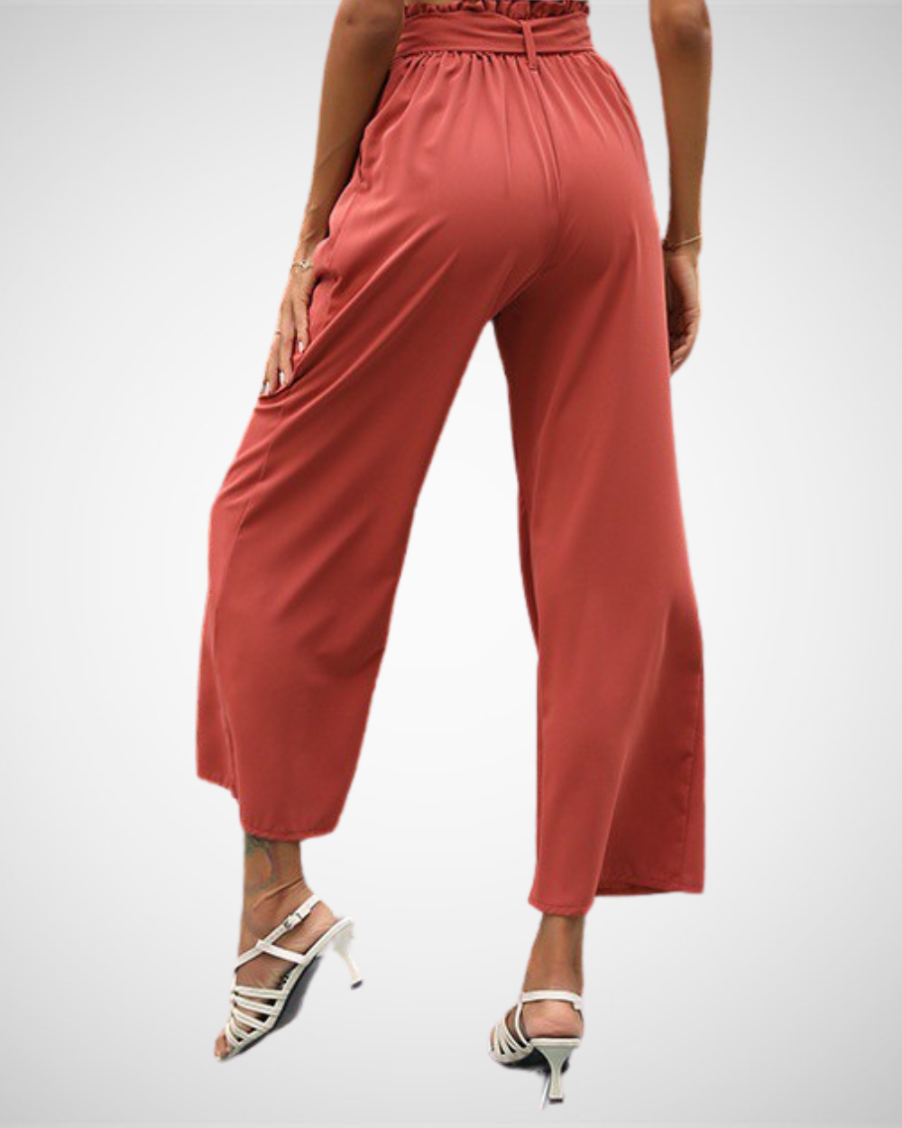Women's Summer Casual Elegant High-Waisted Trousers with Tie Belt