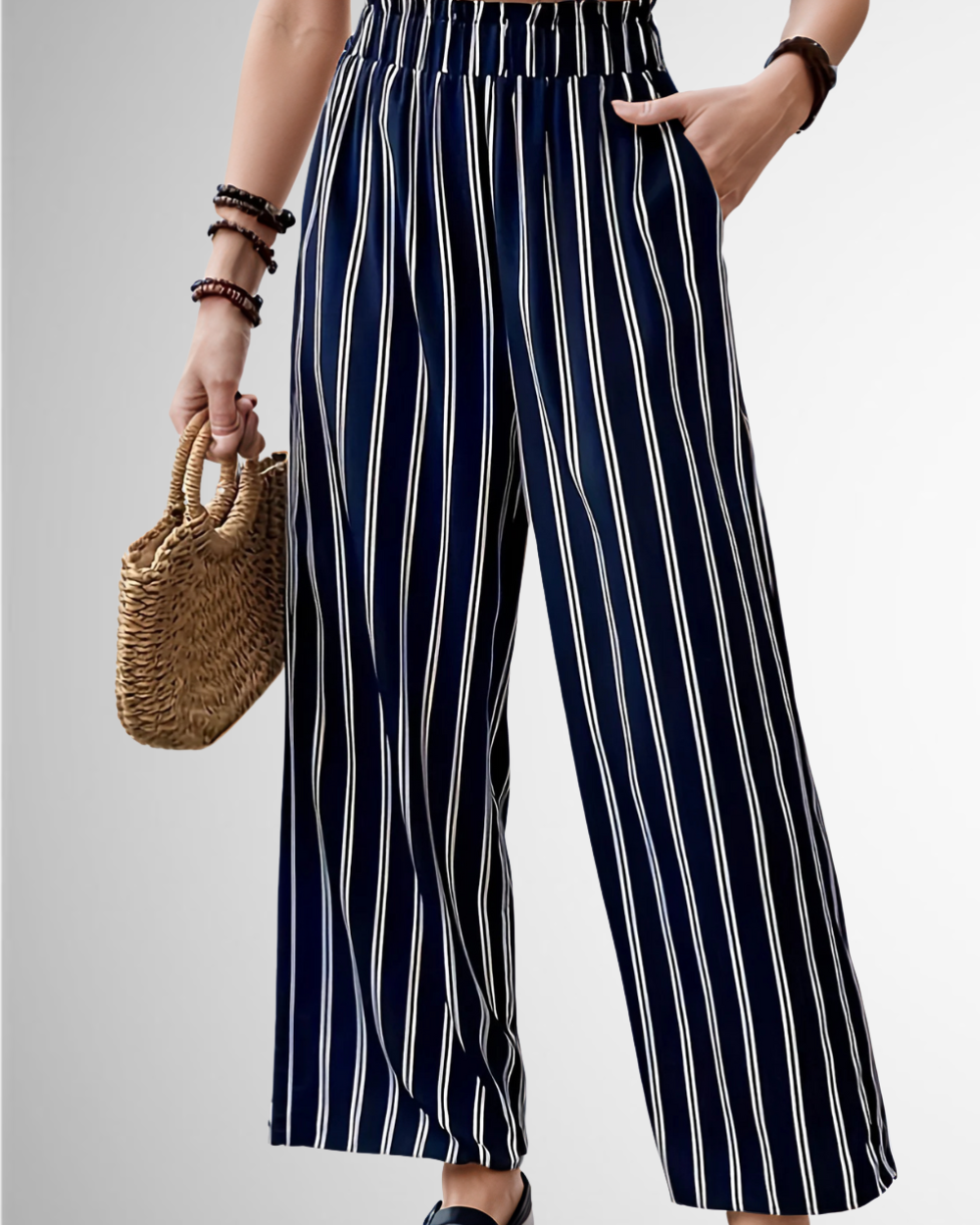 Women's Summer Casual Comfortable Striped Wide-Leg Trousers
