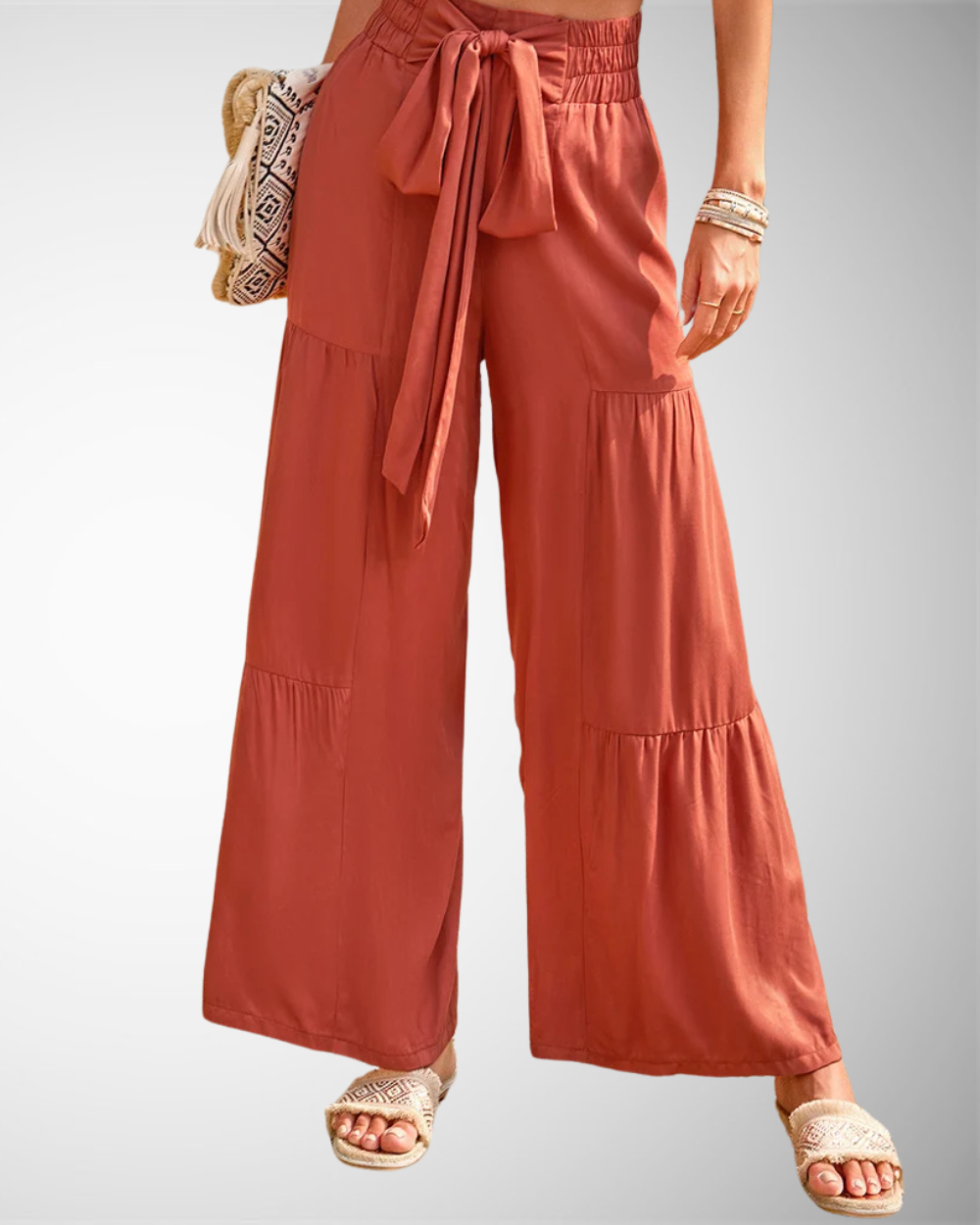 Women's Summer Casual High-Waisted Wide-Leg Trousers