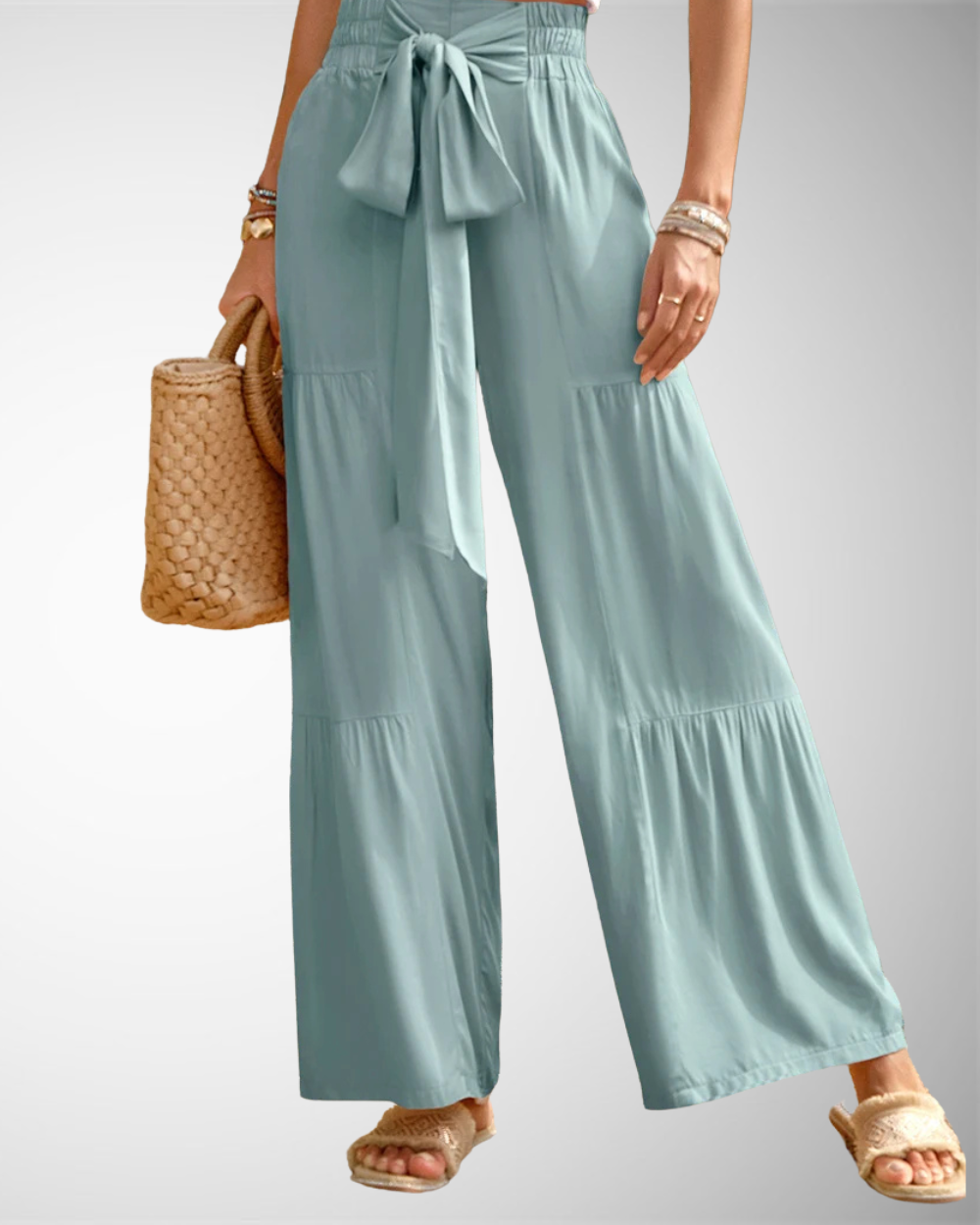 Women's Summer Casual High-Waisted Wide-Leg Trousers