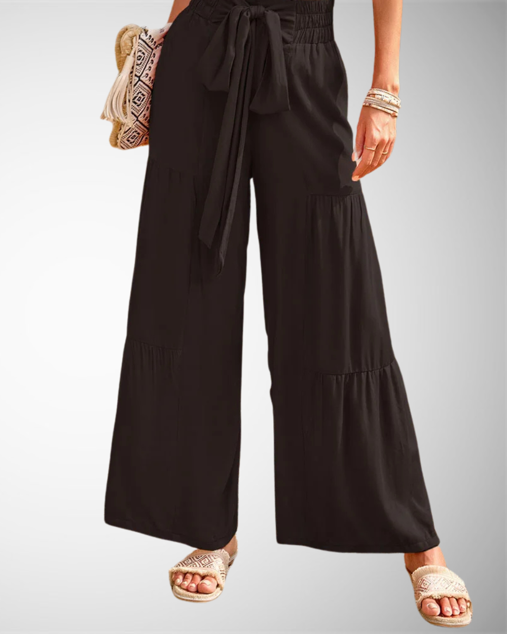 Women's Summer Casual High-Waisted Wide-Leg Trousers