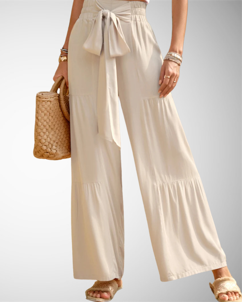Women's Summer Casual High-Waisted Wide-Leg Trousers